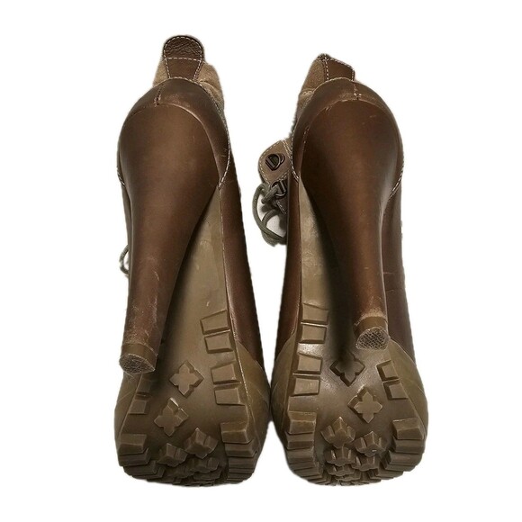Steve Madden Brown Leather Mallard 5" Heels Duck Boots Size 6 - Picture 6 of 6